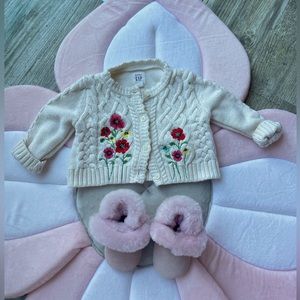 GAP Floral Baby sweater and Baby UGGs